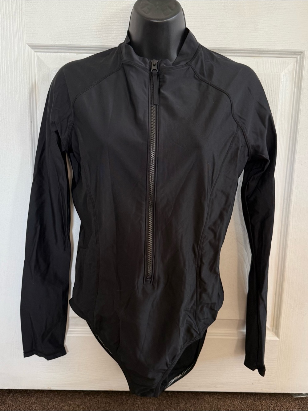 Speedo Black Long-Sleeve Zip-Up Swim Bodysuit